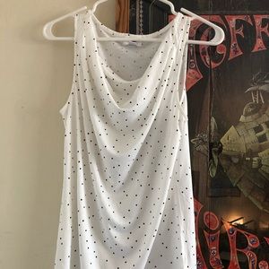 Swiss dot cowl neck sleeveless top